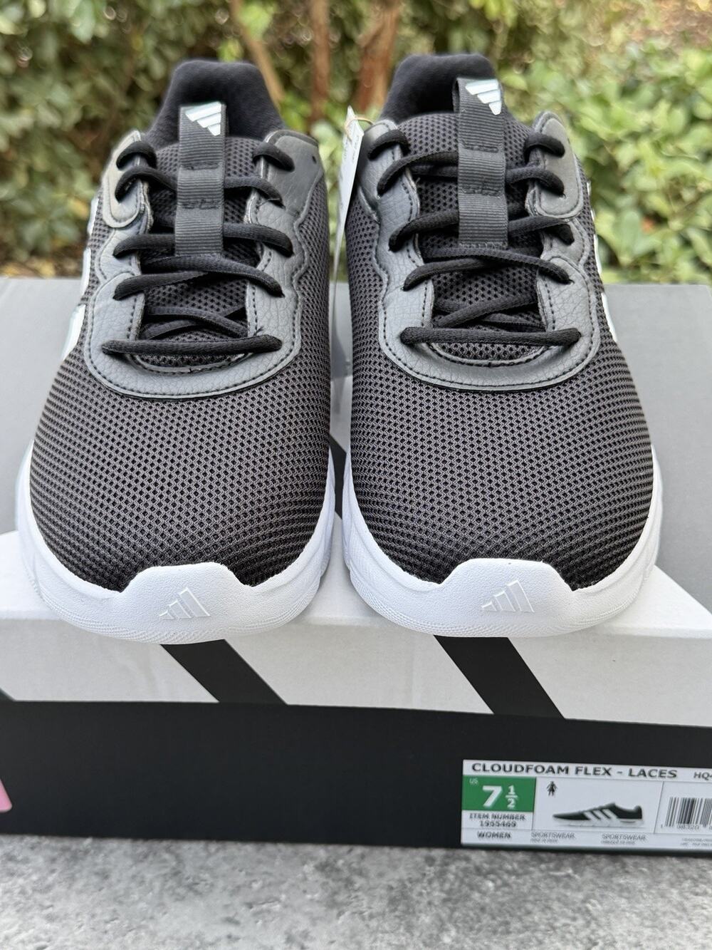 Adidas Arch Rise Cloudfoam Flex Laces Black Sneakers Women's 7.5 Wide Fit NWT